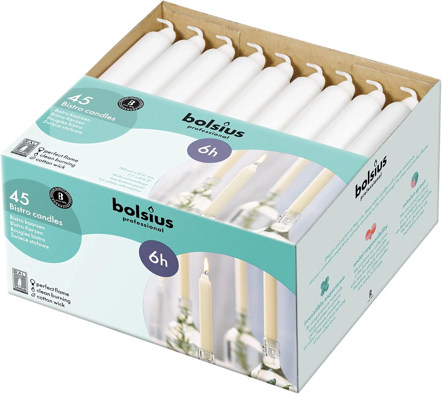 BOLSIUS Long Burning White Taper Candlepack