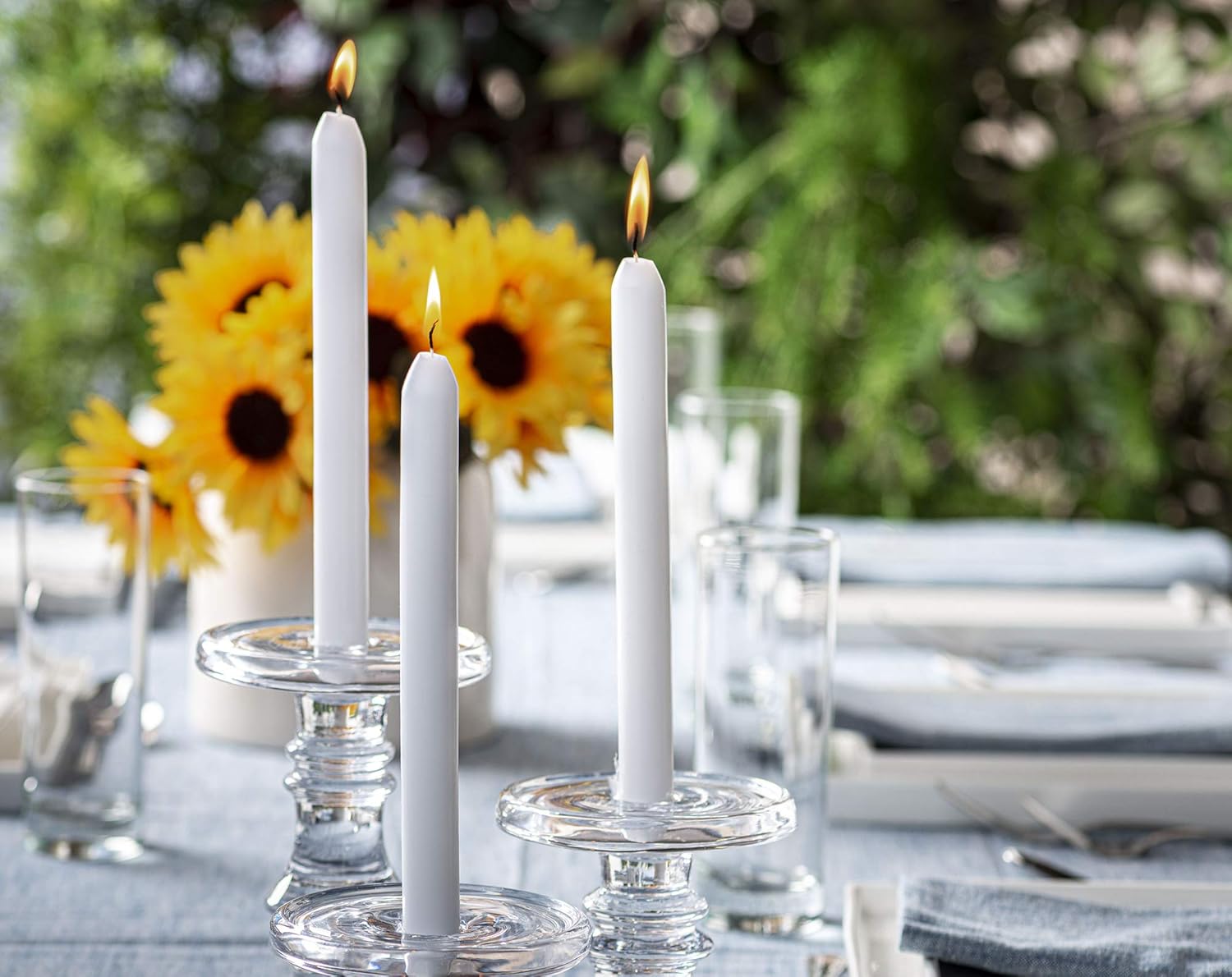 BOLSUS White Candlesticks - 50 Picks Dripless Long-Lasting No Smoke Fresh Candle