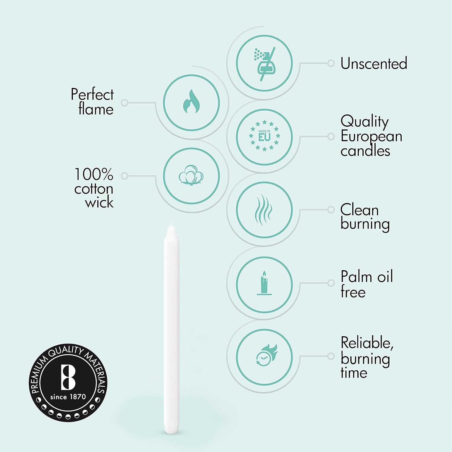 BOLSUS White Candlesticks - 50 Picks Dripless Long-Lasting No Smoke Fresh Candle