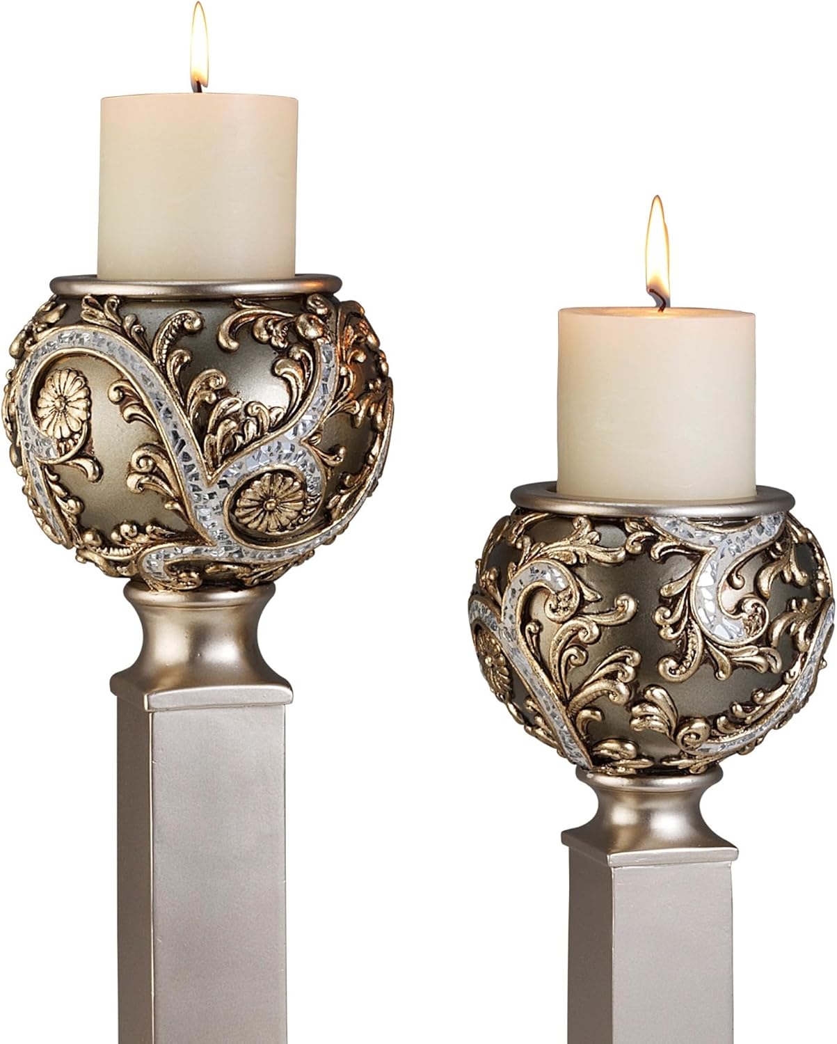 Elegant Silver Candle Holder Set
