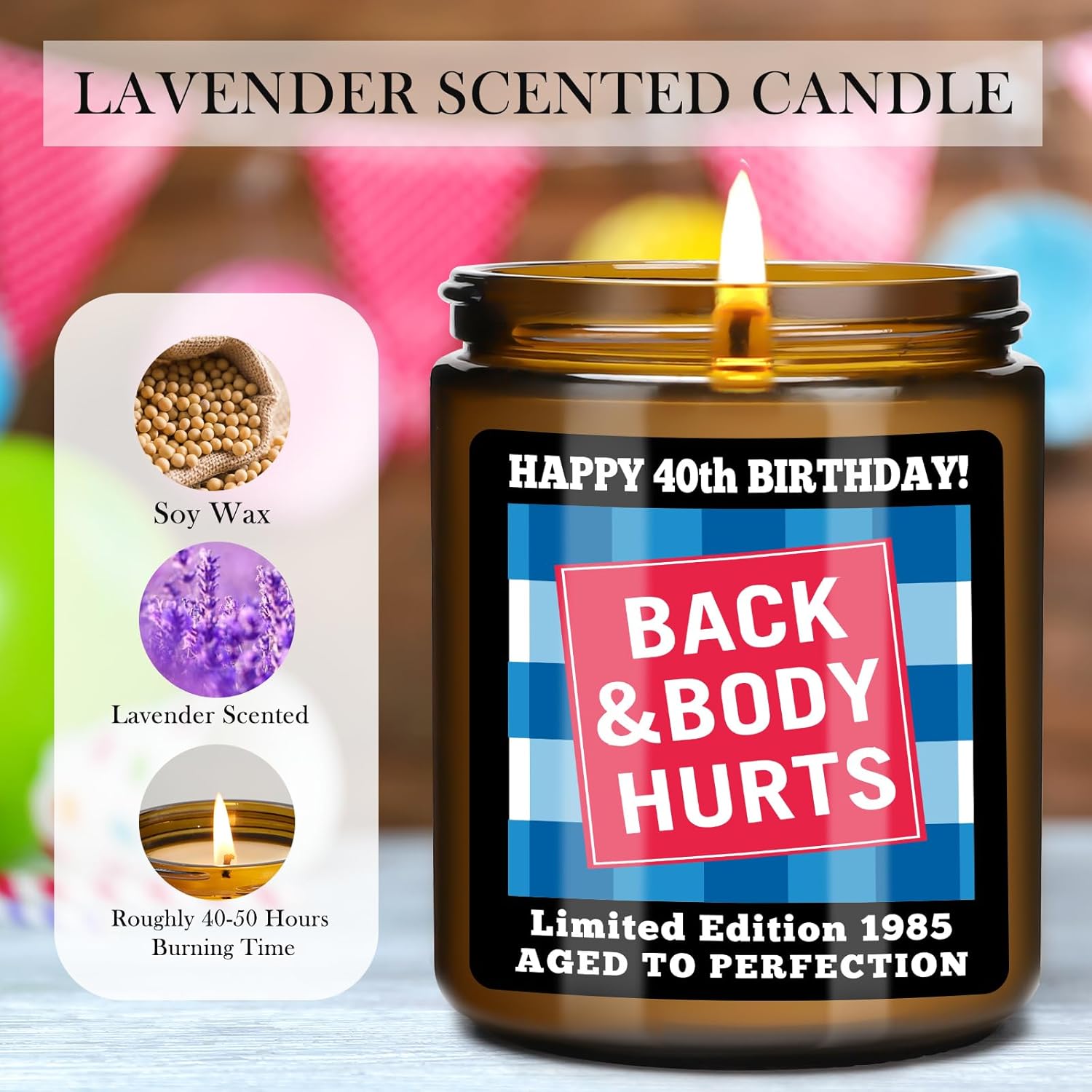 40th Birthday Candle for Women Men - Limited Edition 1985