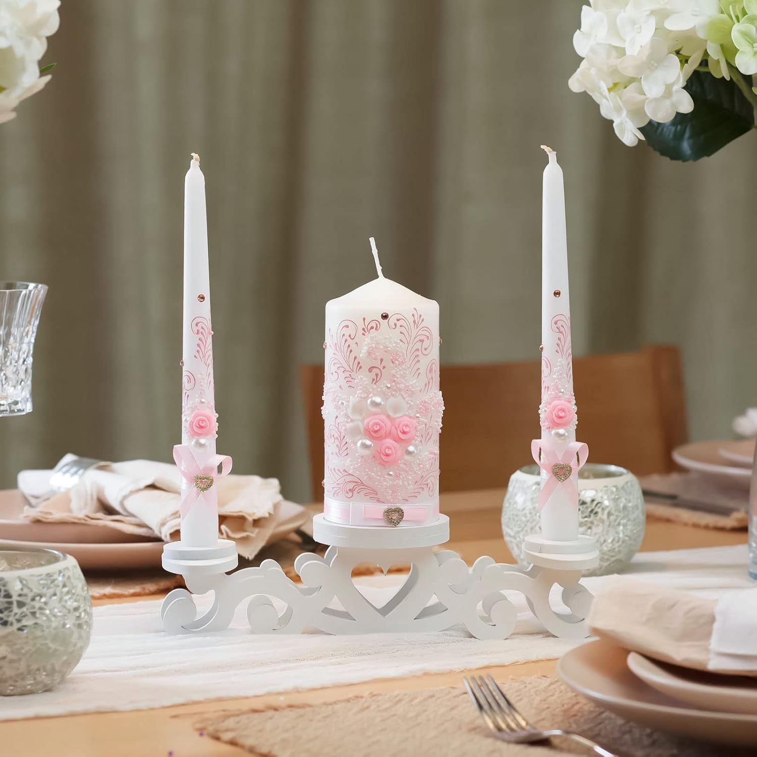 VABA Best Rose Pink Wedding Candle Set