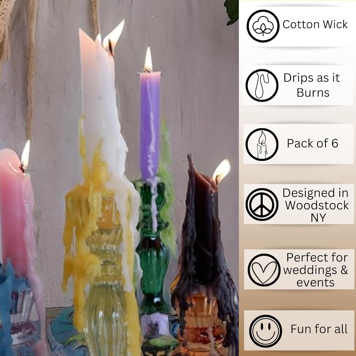 Vibrant Taper Candles in 6 Unique Sizes