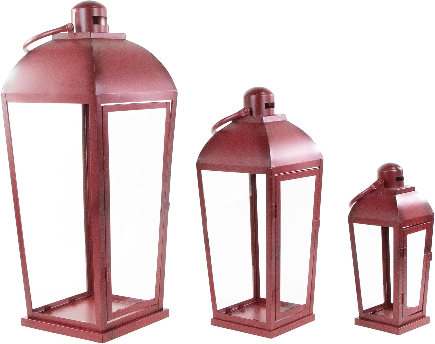 Northlight Set of 3 Red Antique-Candle Lanterns