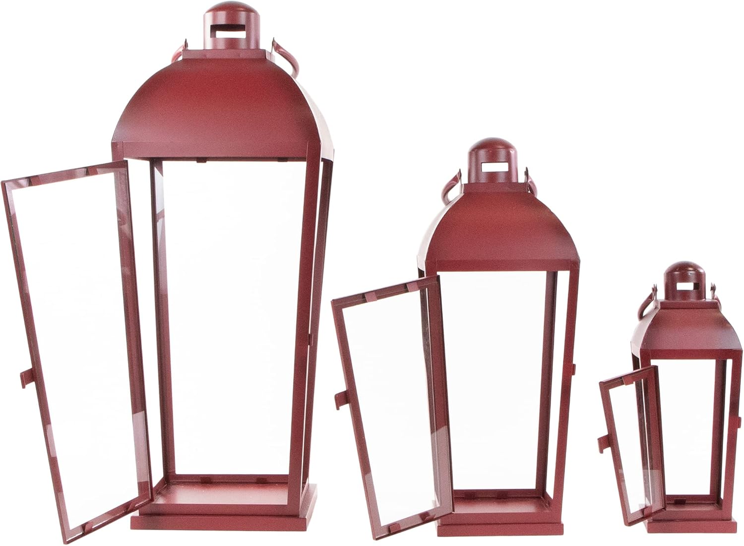 Northlight Set of 3 Red Antique-Candle Lanterns