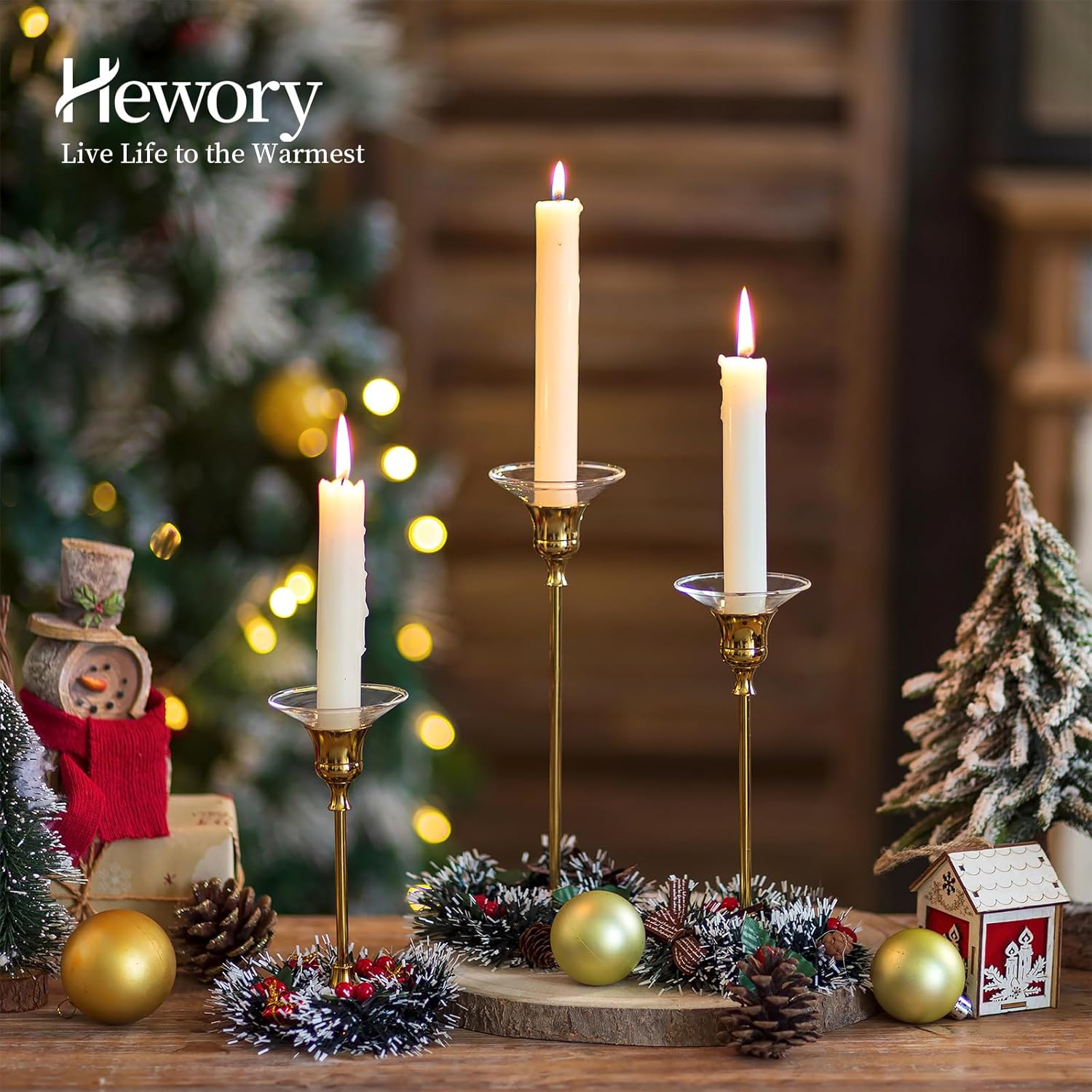 Hewory 3-Piece Glass Candle Drip Catchers for Tapers