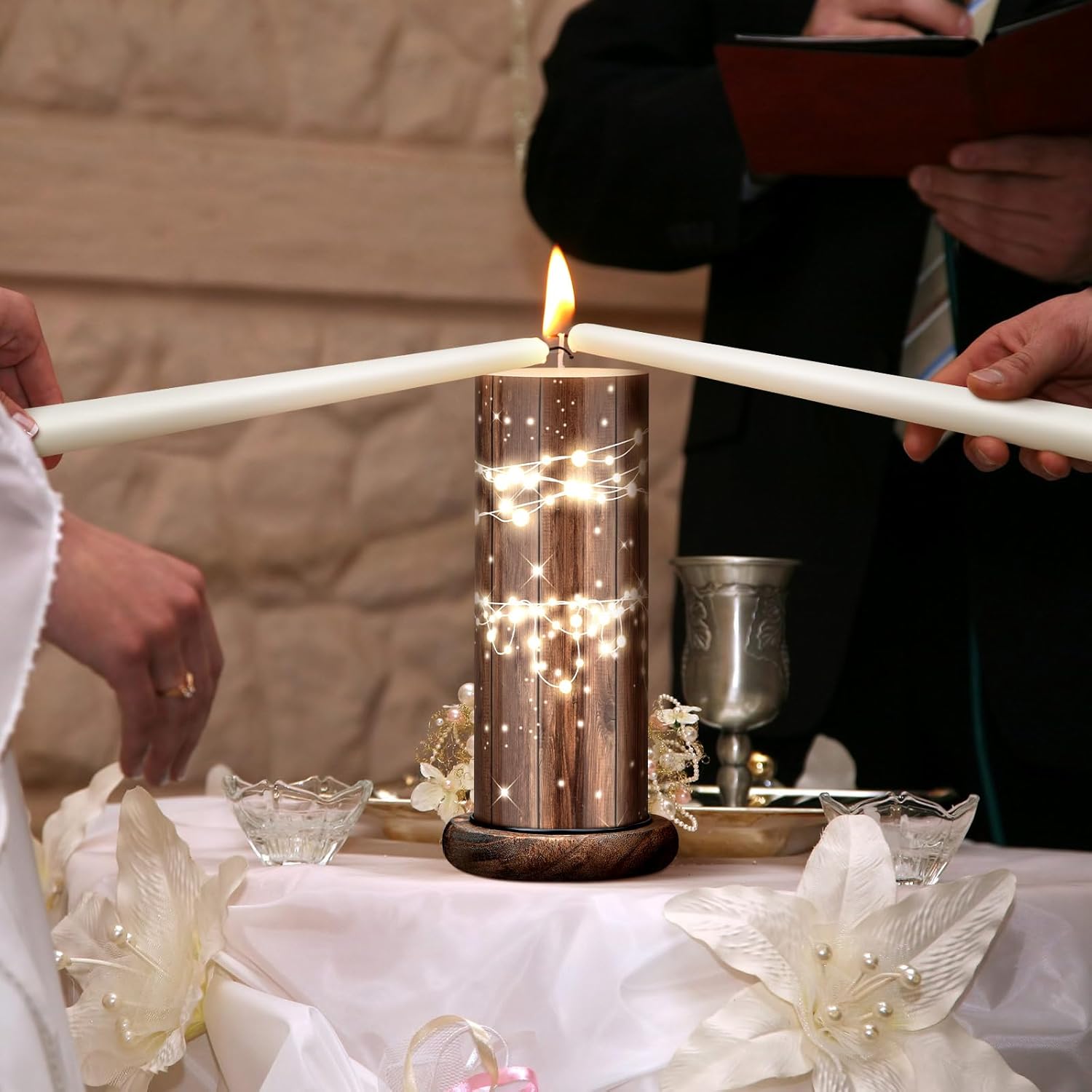 Irenare Elegant Unity Candle Set with Stand for Weddings