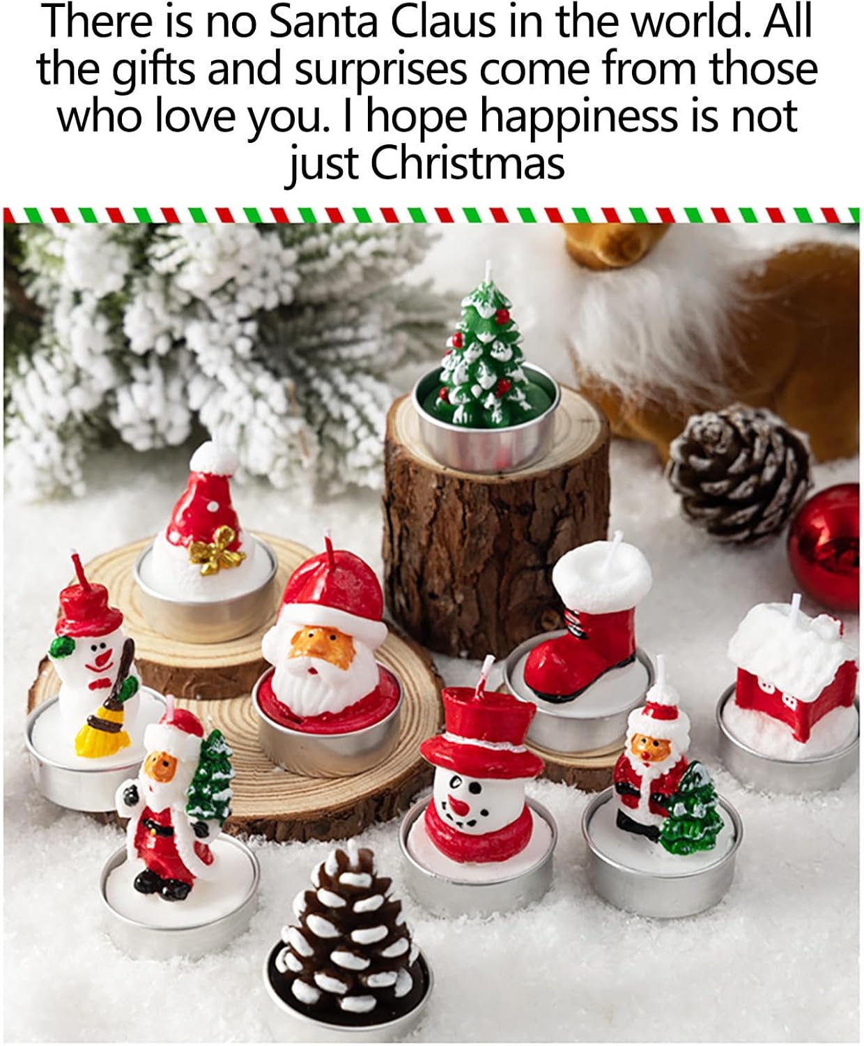 Mini Christmas unscented tea light candles with 3 designs