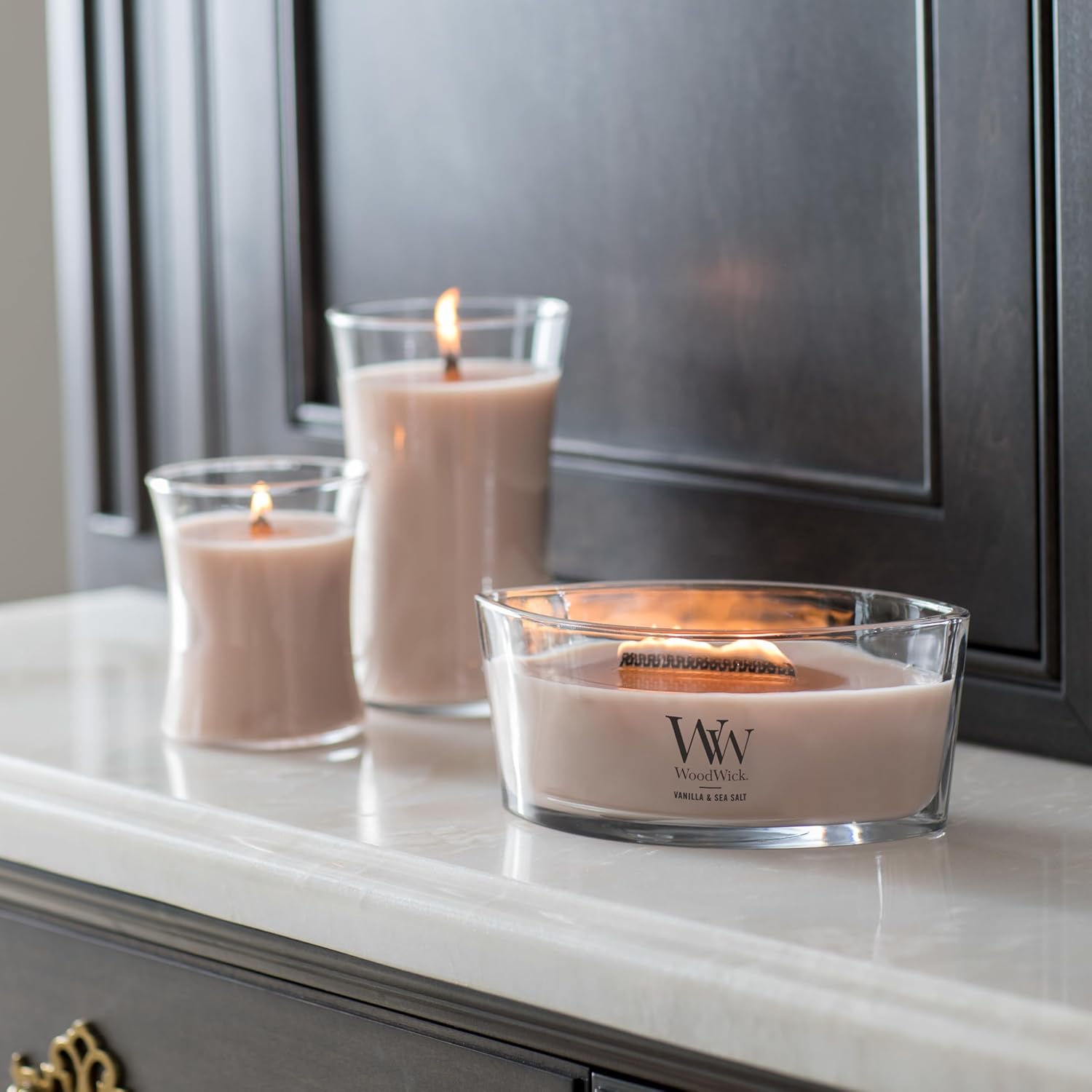 WoodWick Vanilla Sea Salt Scented Medium Hourglass Candle