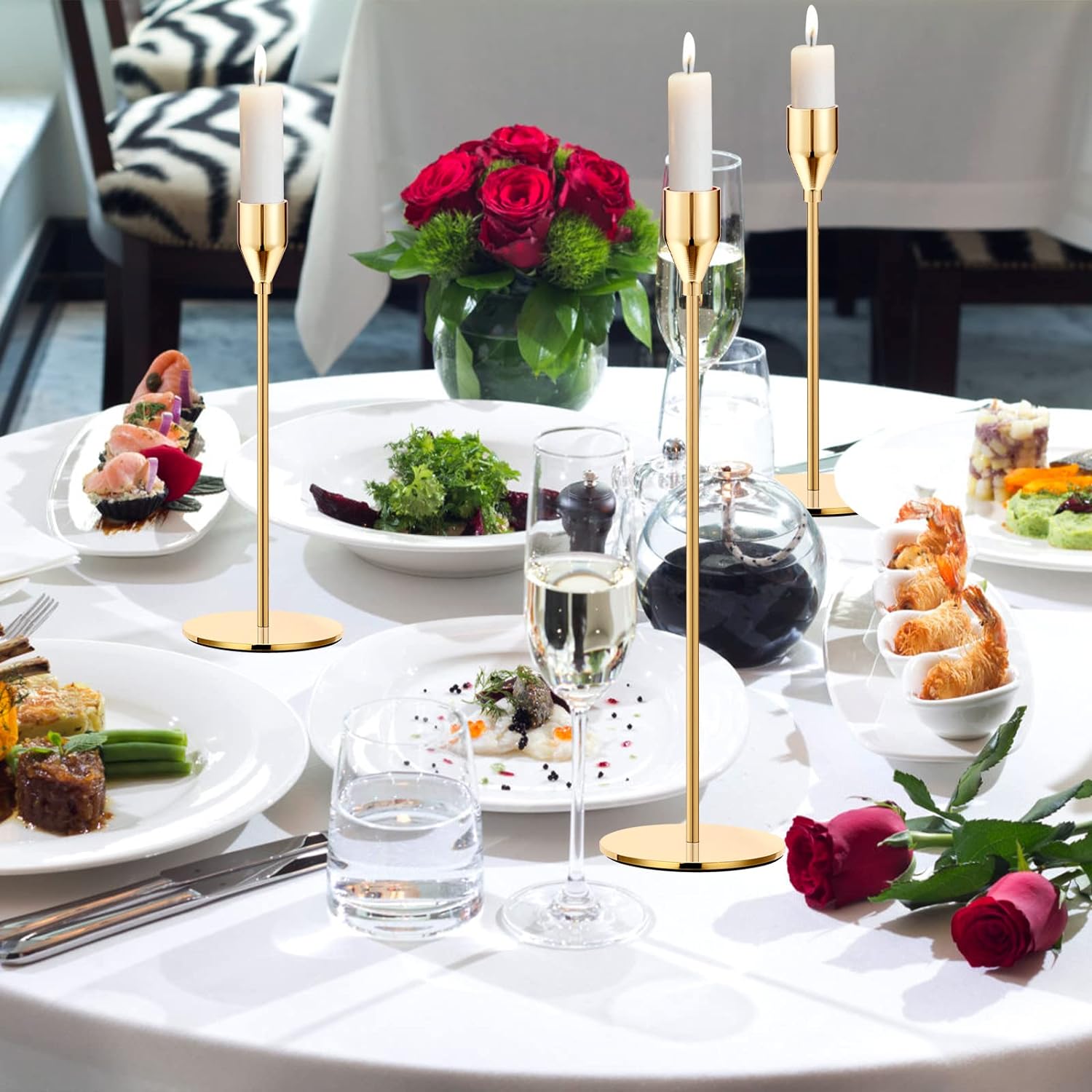 Elegant Gold Candle Holder Set for Weddings and Parties