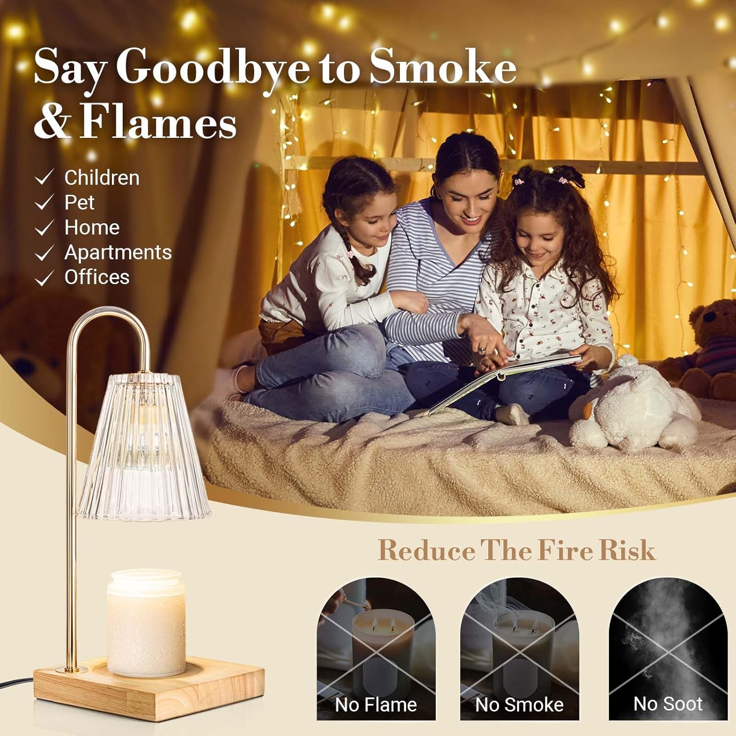 Candle Warmer Lamp with Timer Dimmer for Safe Scented Burning