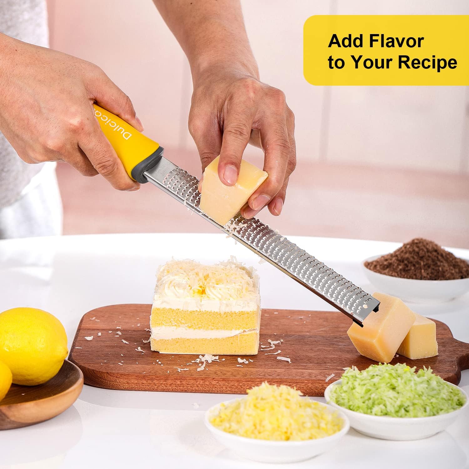 Professional Stainless Steel Lemon Zester Grater with Handle - dishwasher safe
