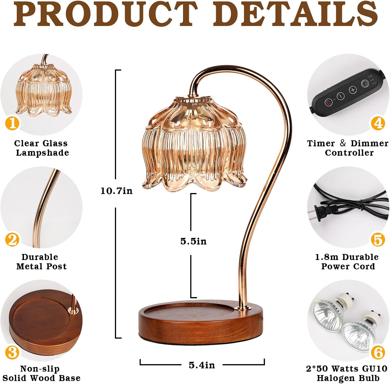 Funistree Dimmable Flower Candle Warmer Lamp with Timer
