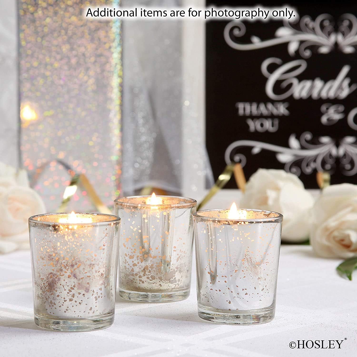 Hosley Premium Scented Glass Filled Votive Candles 6-Pack Rose