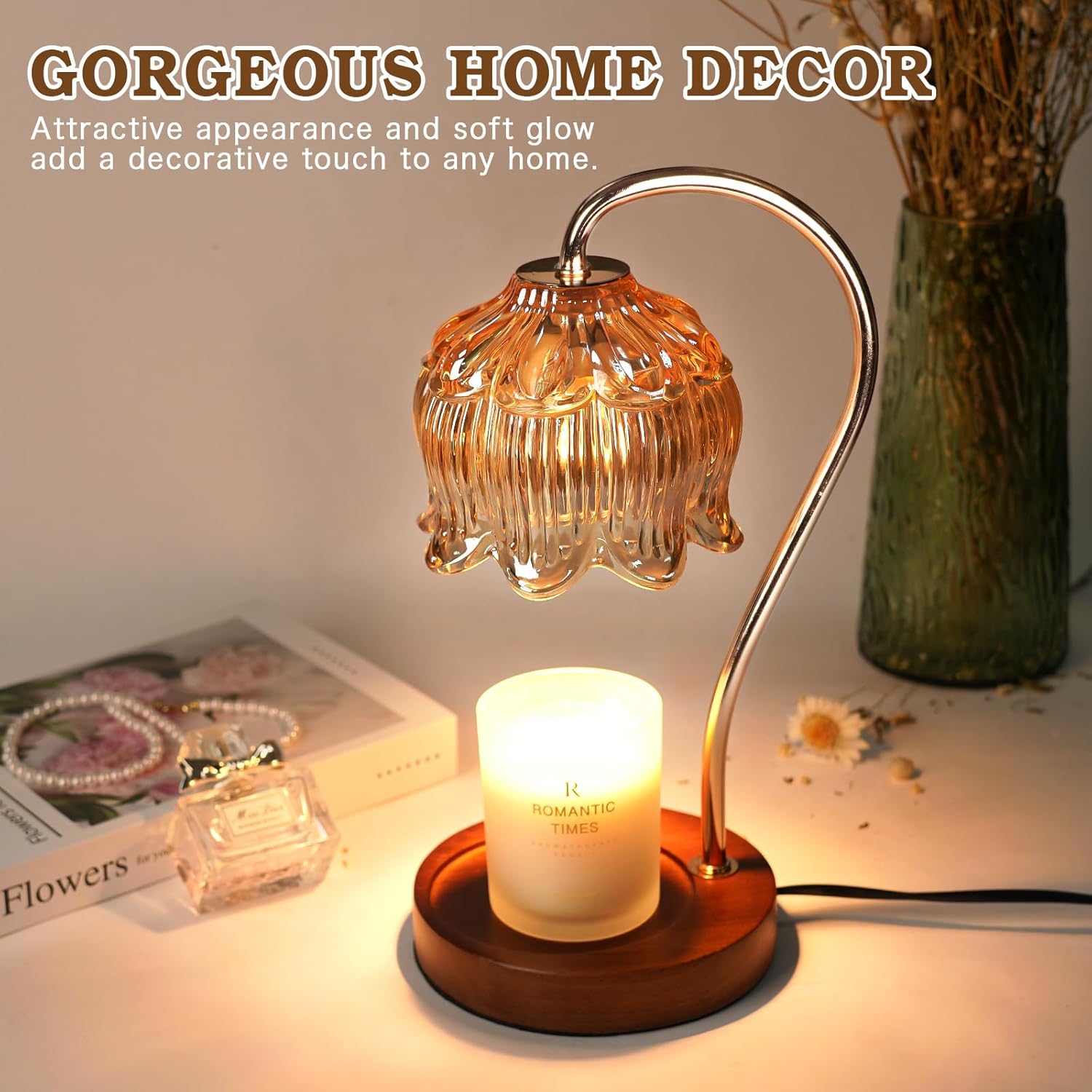 Funistree Dimmable Flower Candle Warmer Lamp with Timer
