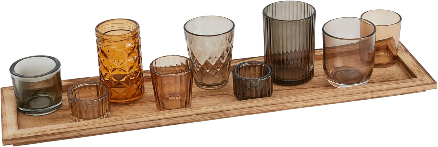Solid Paulownia Wood Candleholder Set