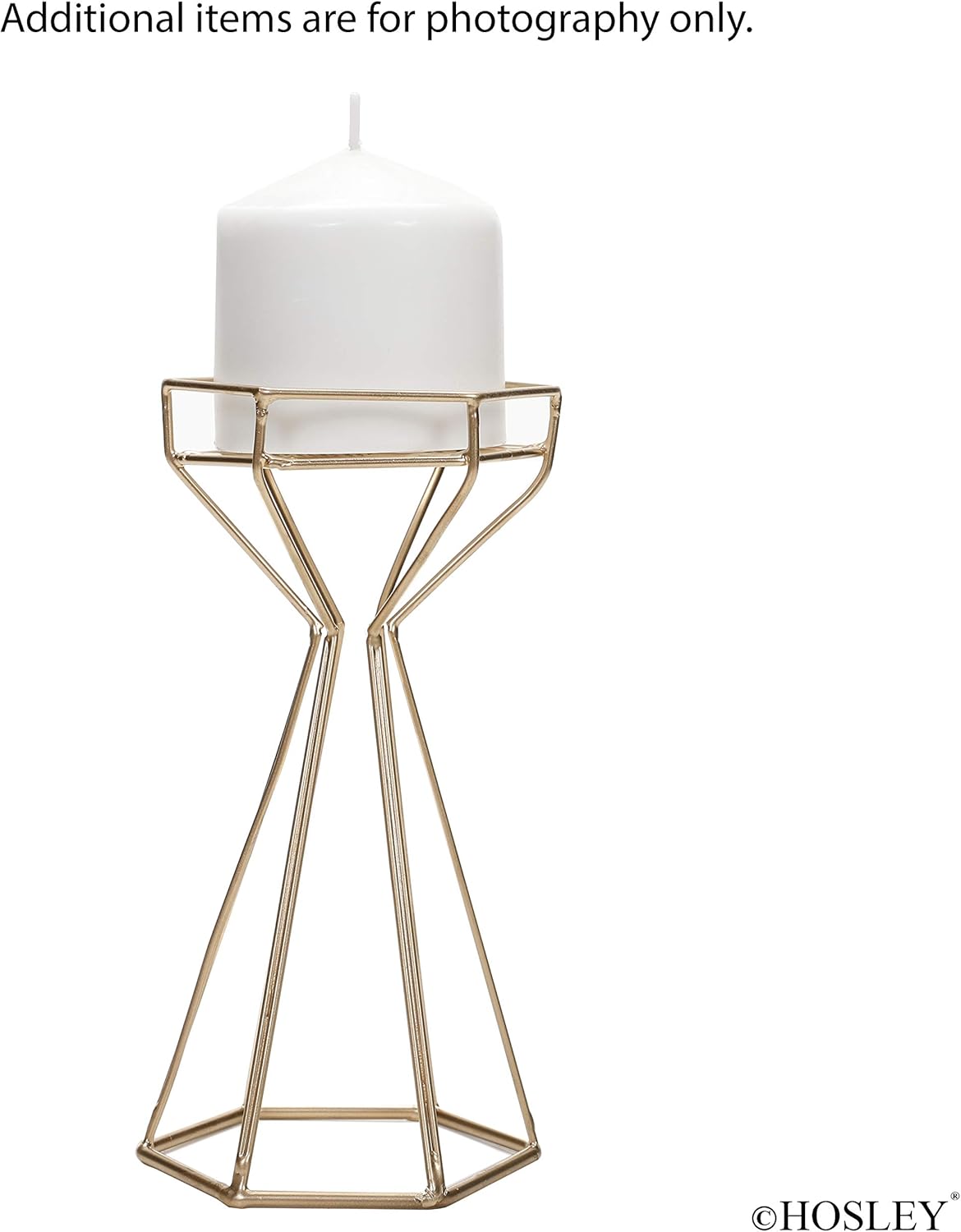 Hosley Gold Iron Wire Pillar Candle Holder Set