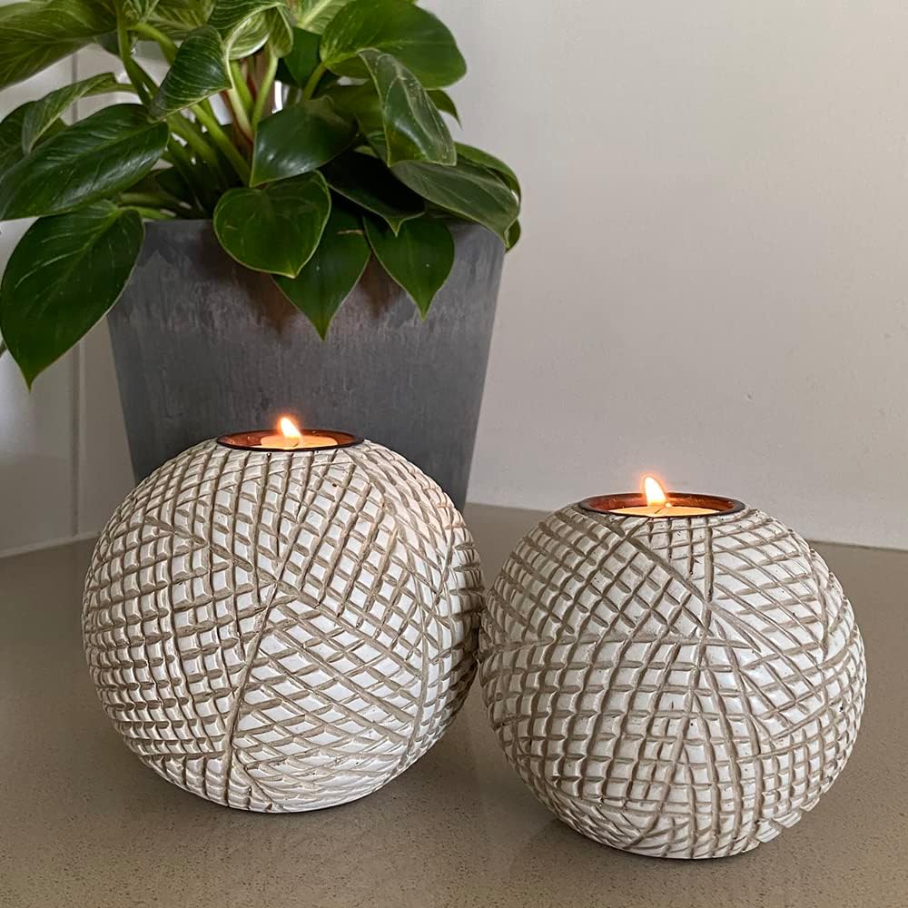 Huey House Luca Orb Candle Holders Gift Box Set of 2 1