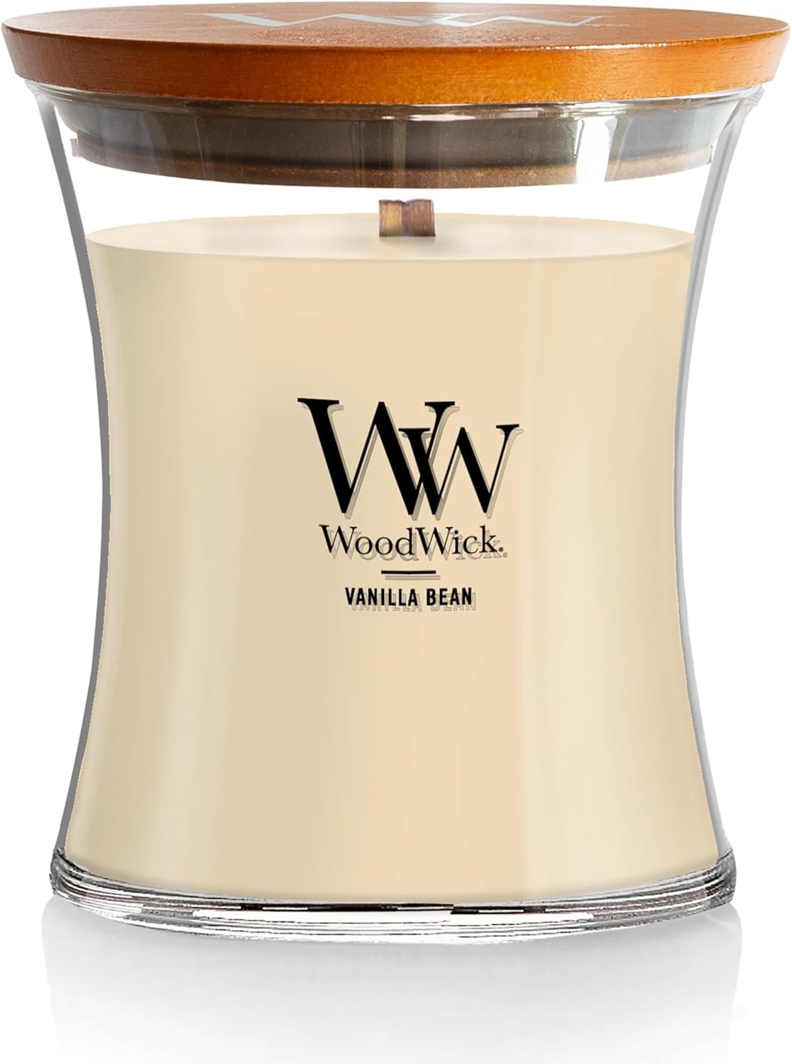 WoodWick Vanilla Bean Medium Hourglass Candle with Crackling Sound