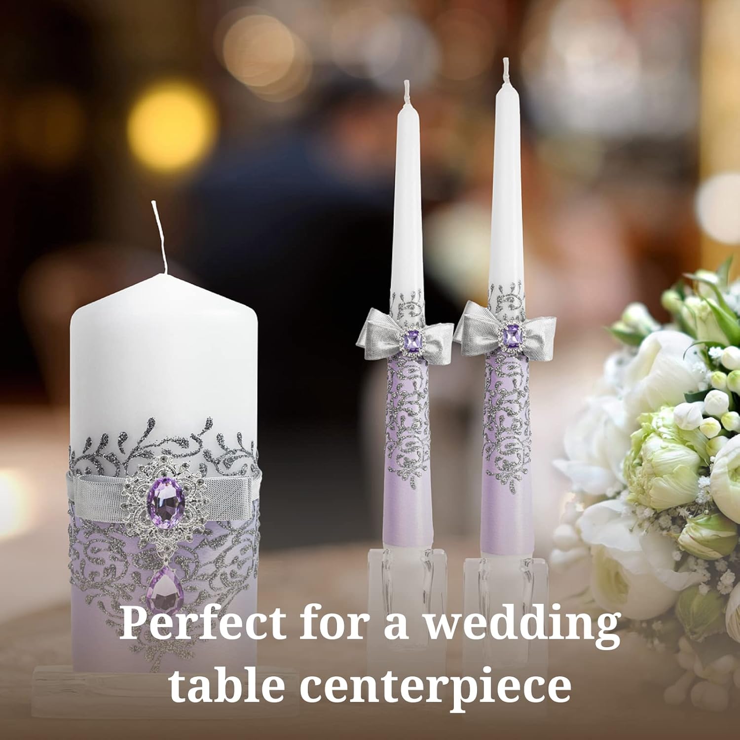 VABA Purple Unity Candle Set