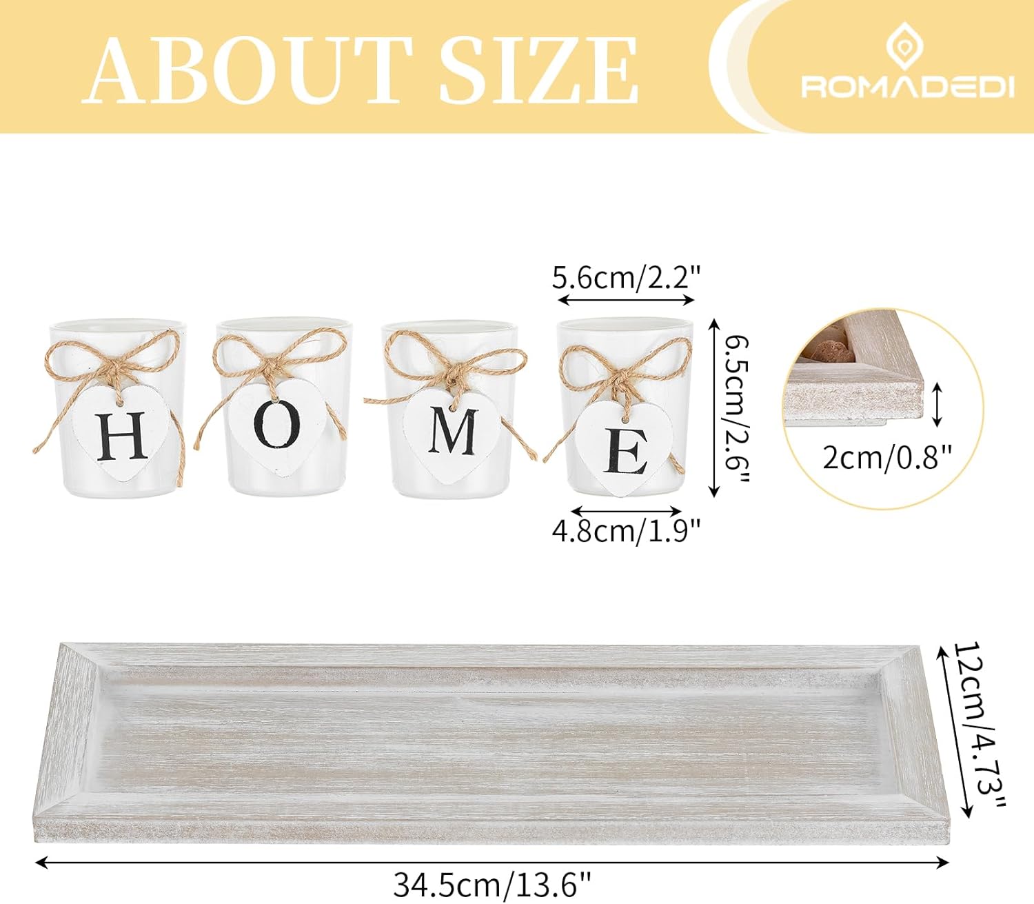 Romadedi Rustic Wooden Candle Holder Set for Living Rooms