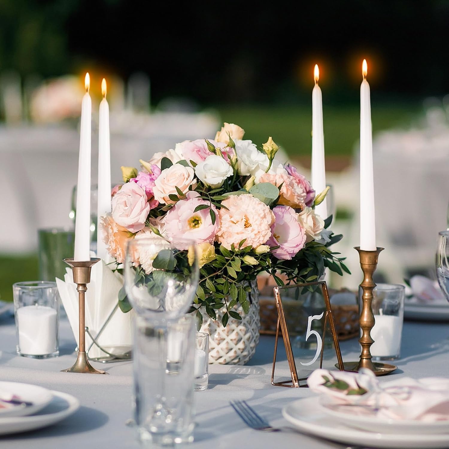 Elegant Set of 10 White Taper Candles