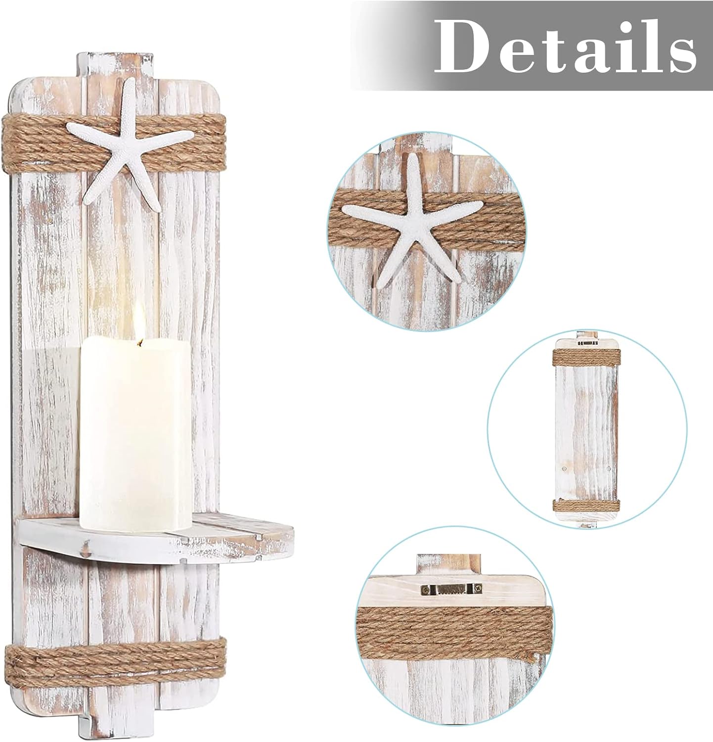 Coastal Wall Sconces Rustic Starfish Set of 2