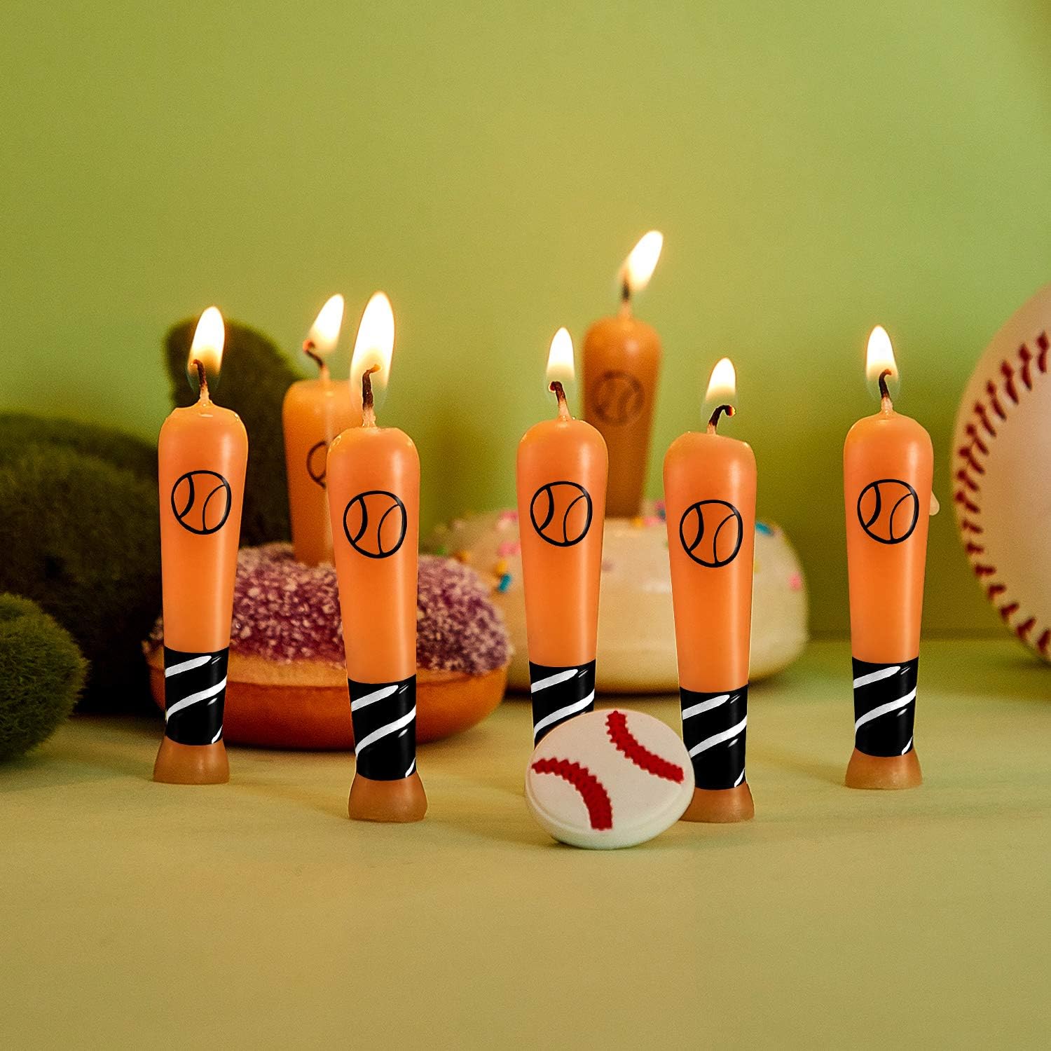 BBTO 18-Piece Baseball Bat Candle for Birthdays Parties