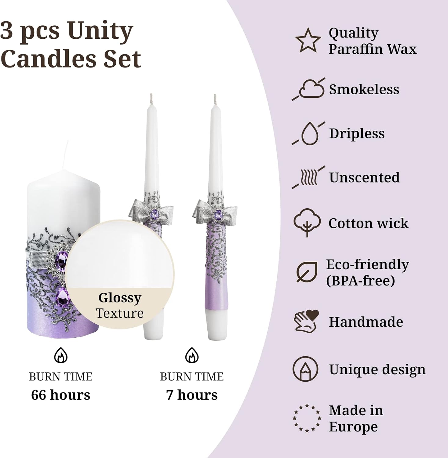 VABA Purple Unity Candle Set
