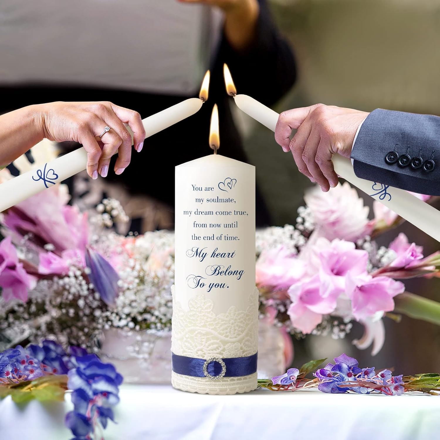 Elegant Heart-Shaped Union Candles Wedding Set