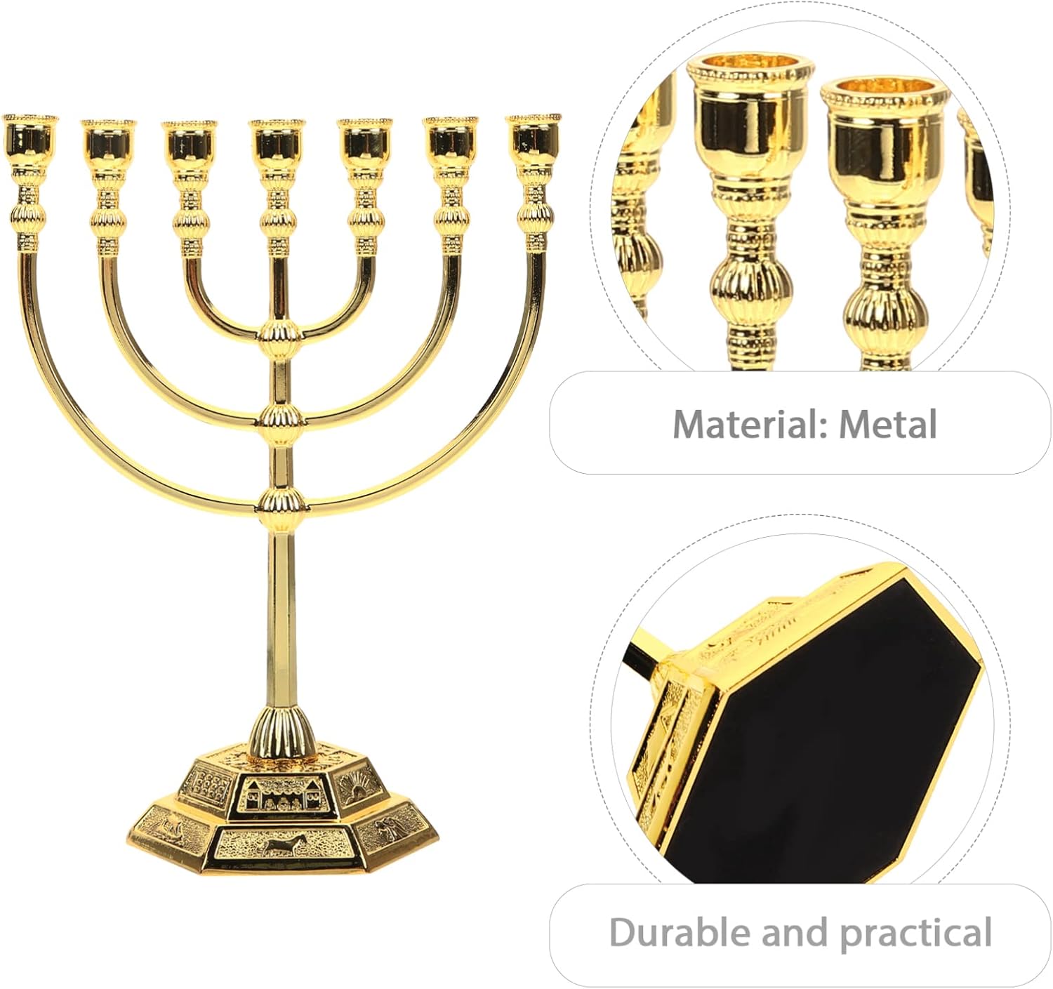 Vivid 7-Branch Hanukkah Candle Holder