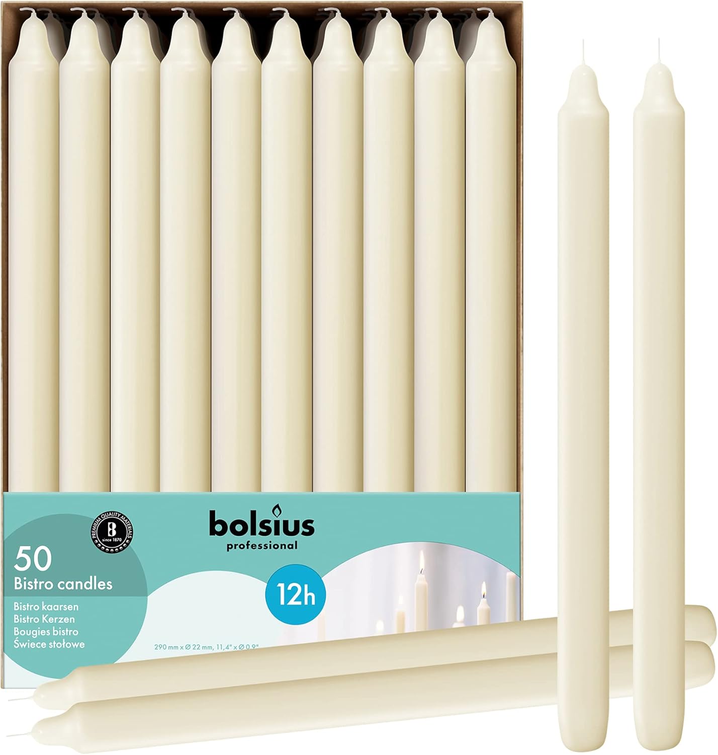 BOLSIUS Ivory Candlesticks Bulk Pack 50 Count