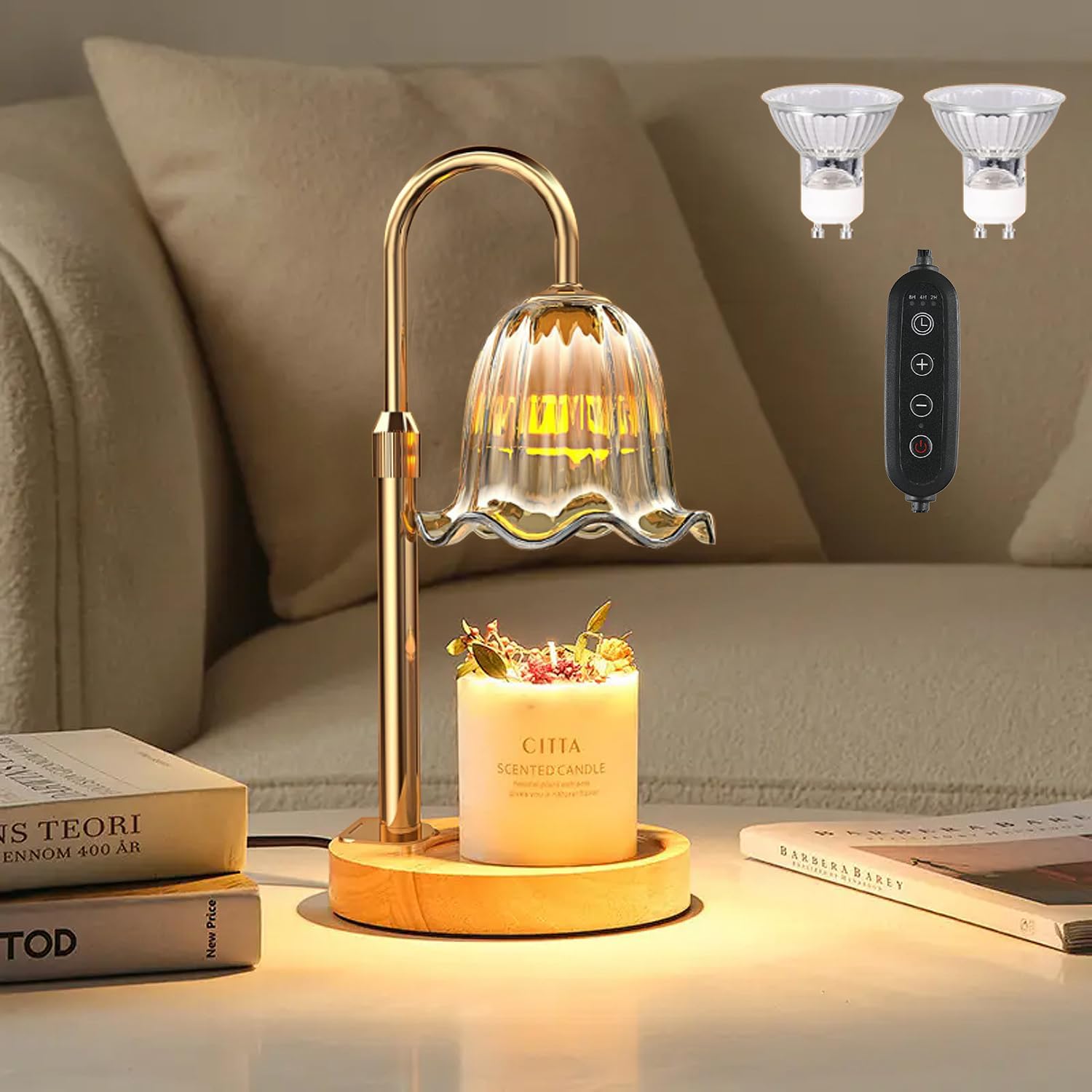 Adjustable Amber Candle Warmer with Timer