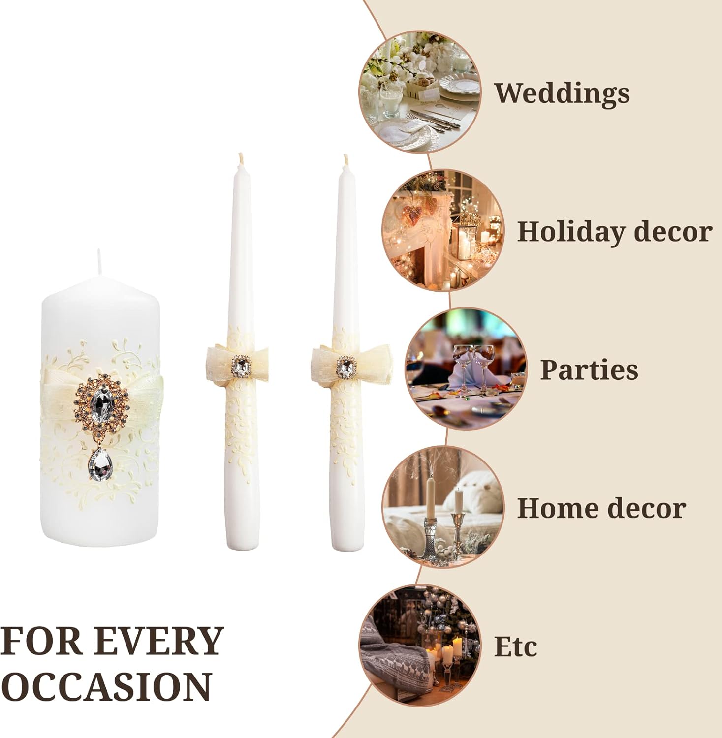 VABA 106 Taper Pillar Unity Candle Set for Weddings