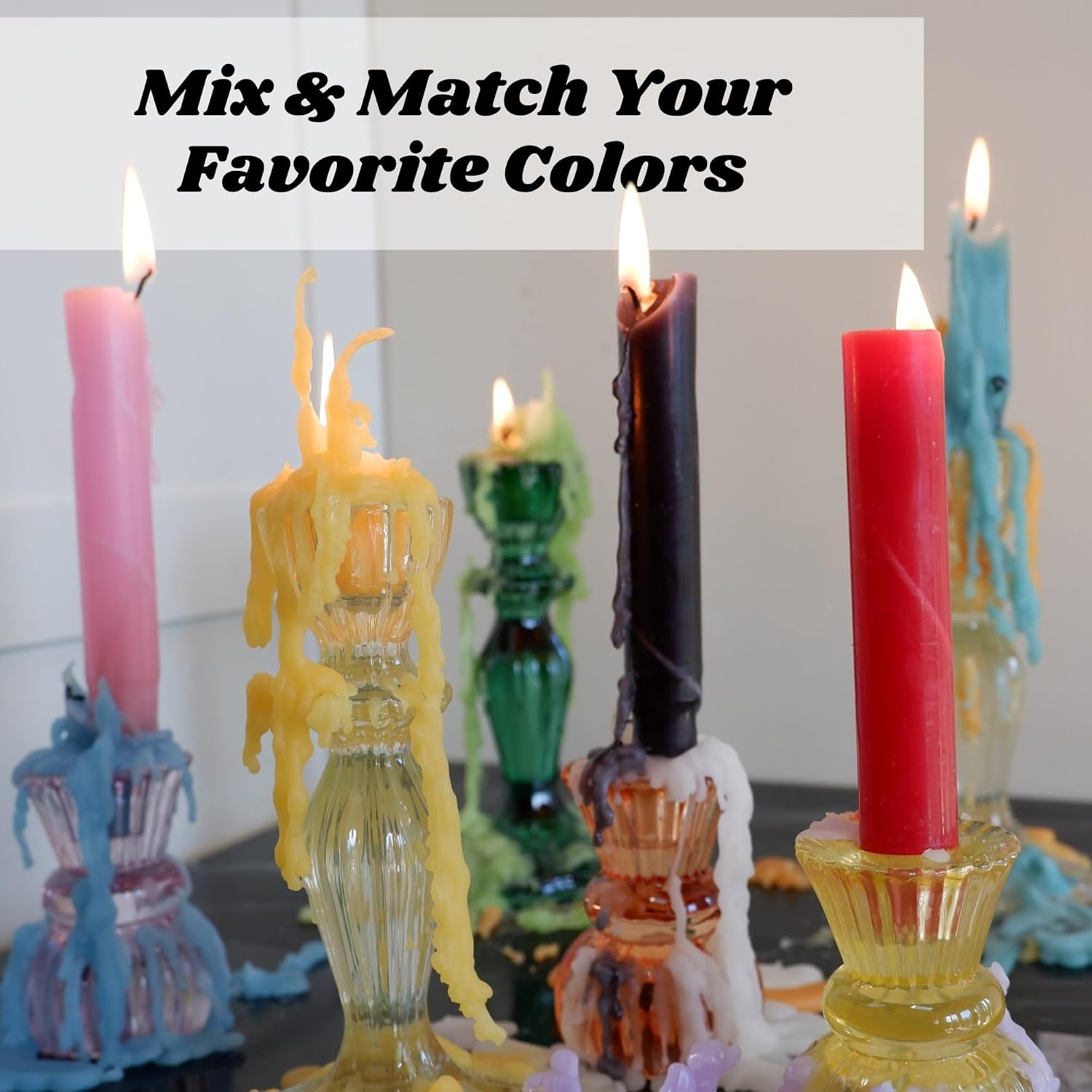 Vibrant Taper Candles in 6 Unique Sizes