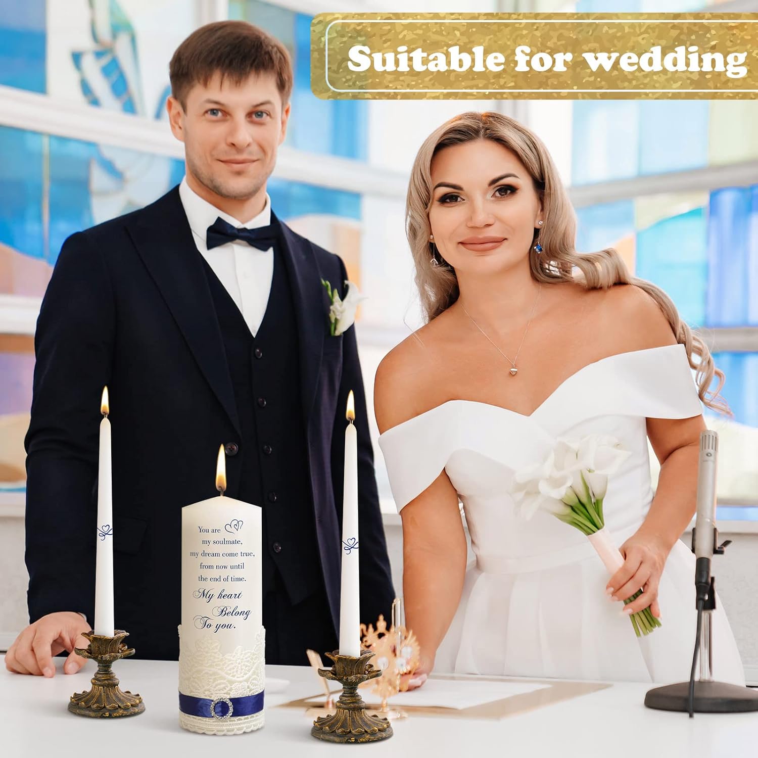 Elegant Heart-Shaped Union Candles Wedding Set