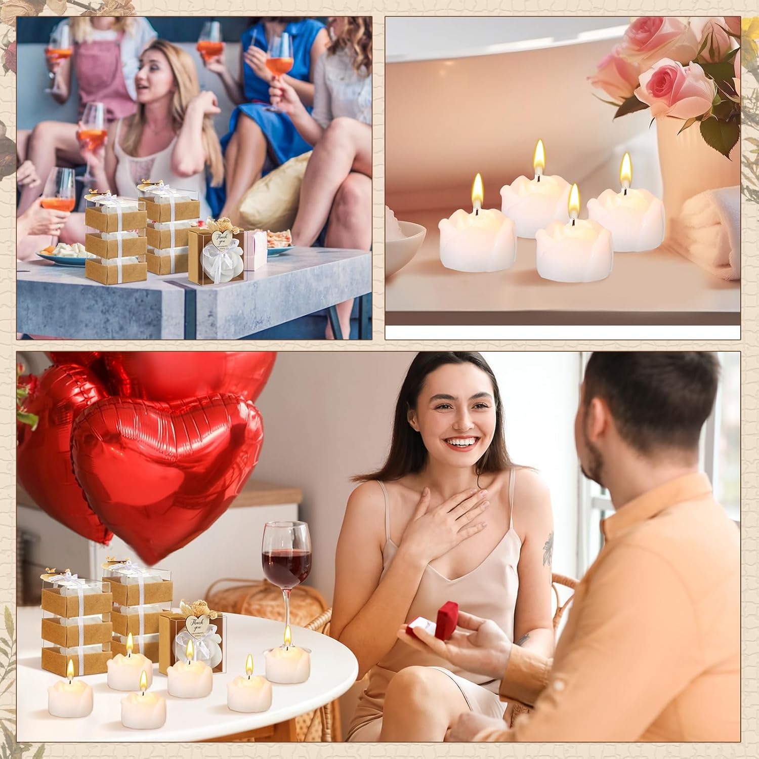 Threlaco Wedding Rose Candles Favor Bulk 50 Sets