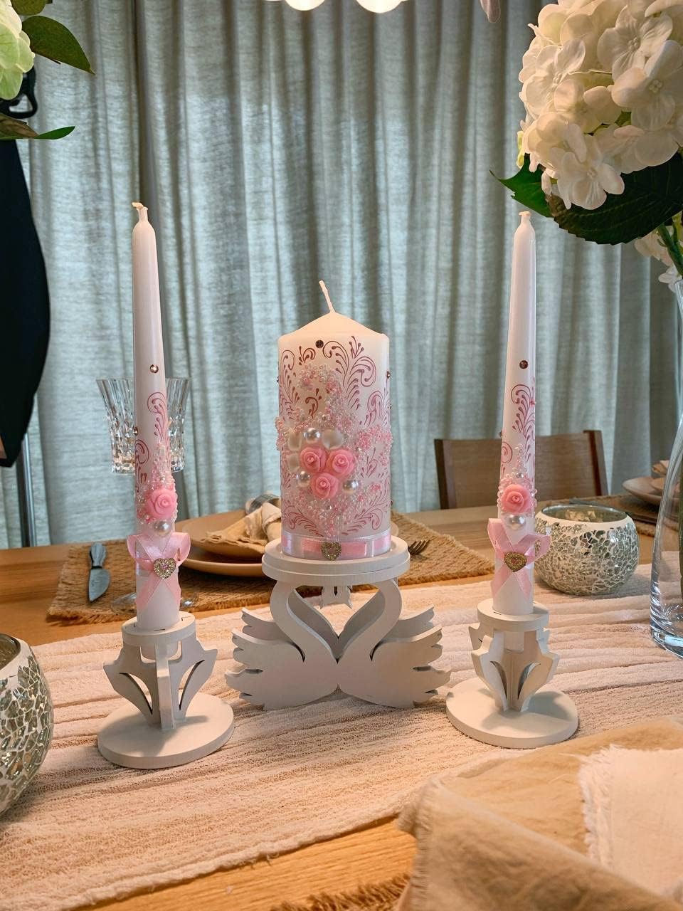 VABA Best Rose Pink Wedding Candle Set