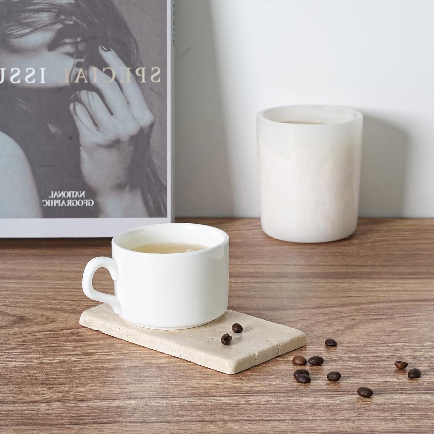 BCS Natural Travertine Candle Plate - Elegantly Designed for Home Use