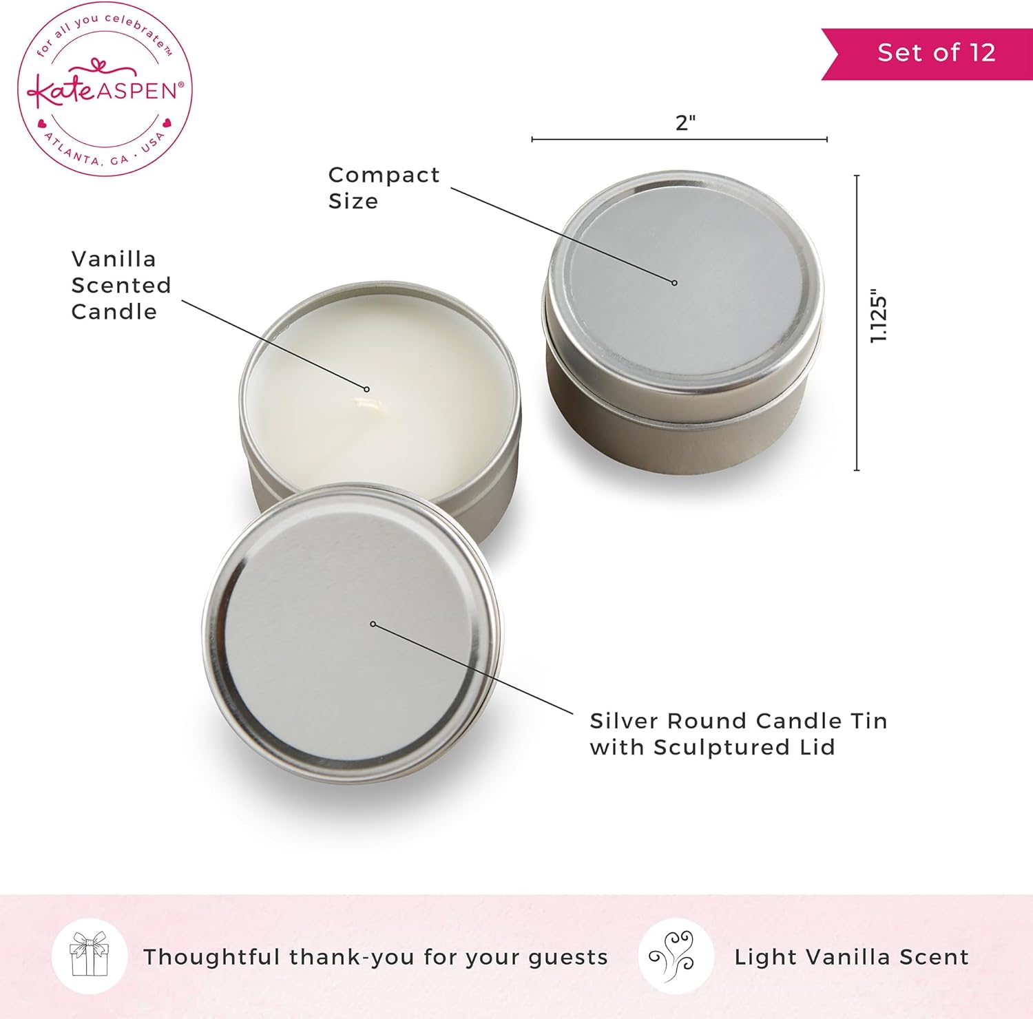 Kate Aspen Vanille Candle Tins for Weddings