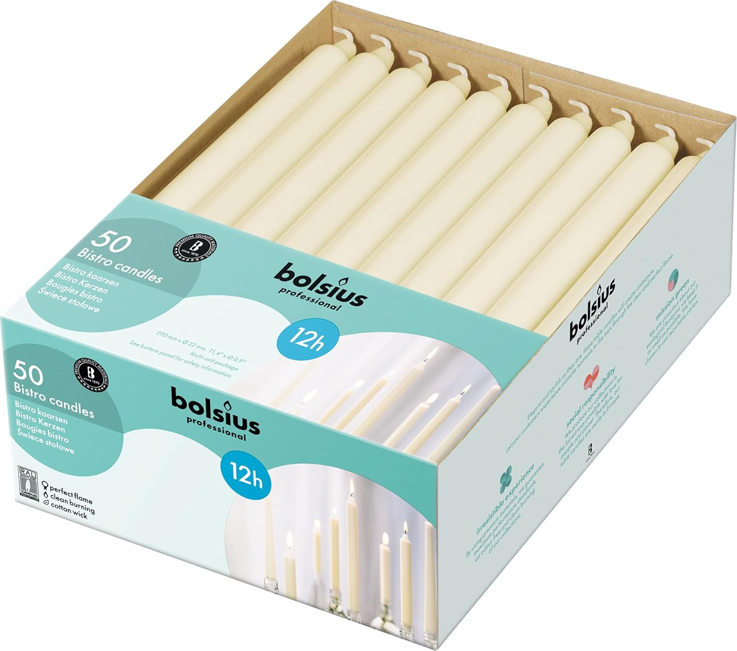 BOLSIUS Ivory Candlesticks Bulk Pack 50 Count