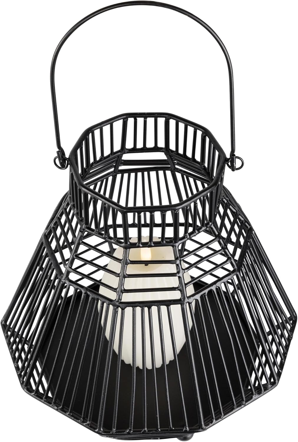 Northlight Medium Iron Geometric Hurricane Candle Lantern - 825 - Black