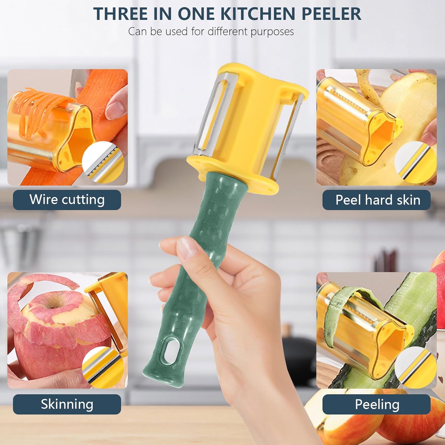 Sekonow 2Pcs 3 in 1 Vegetable Peeler with Cleaning Brush