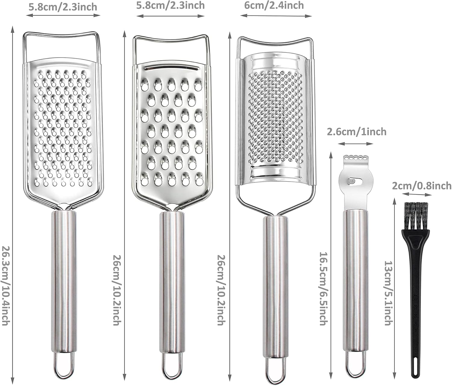 Stainless Steel Cheese Grater Set with Brush