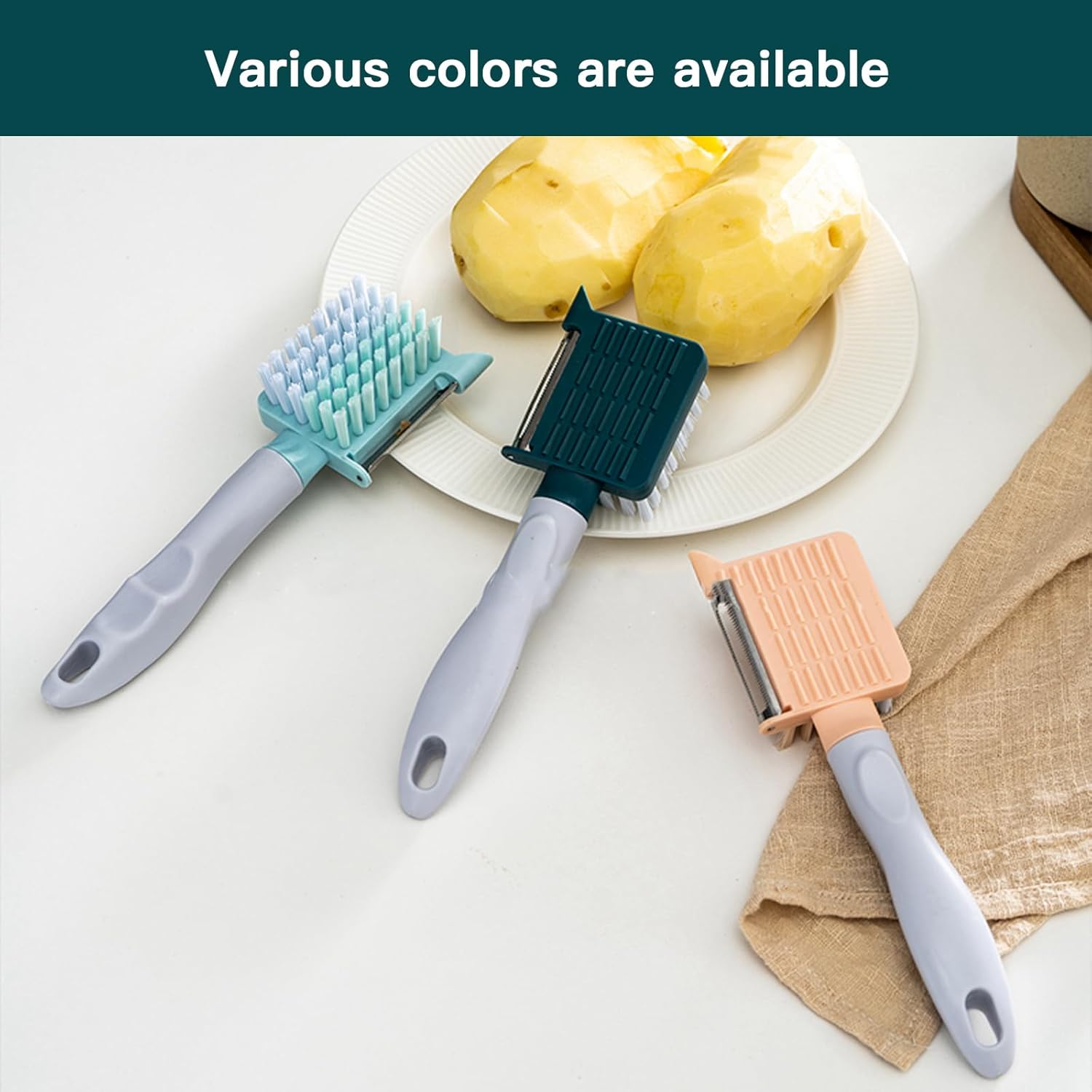 Dual-Function ULTIMATE Julienne Peeler and Vegetable Brush for Kitchen
