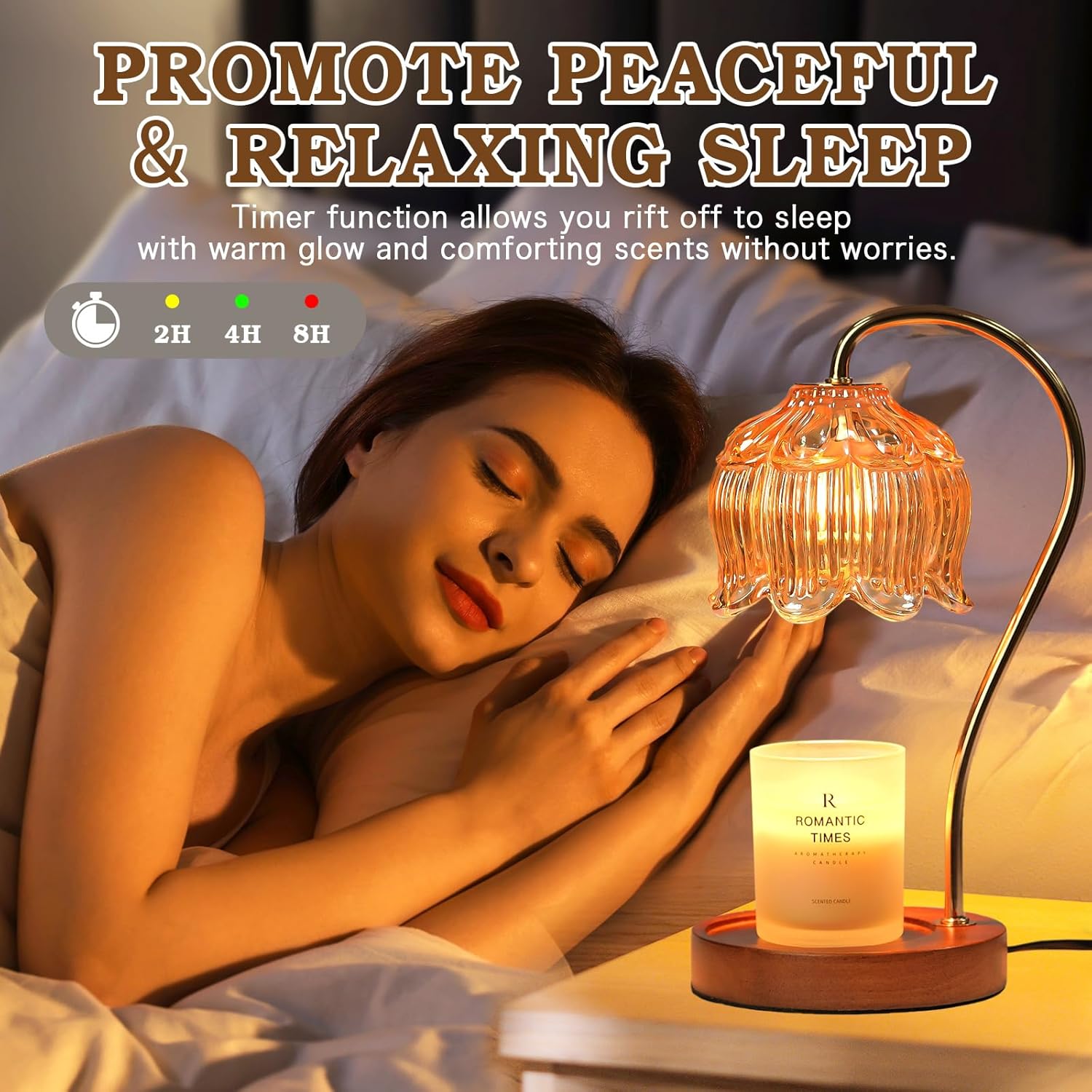 Funistree Dimmable Flower Candle Warmer Lamp with Timer