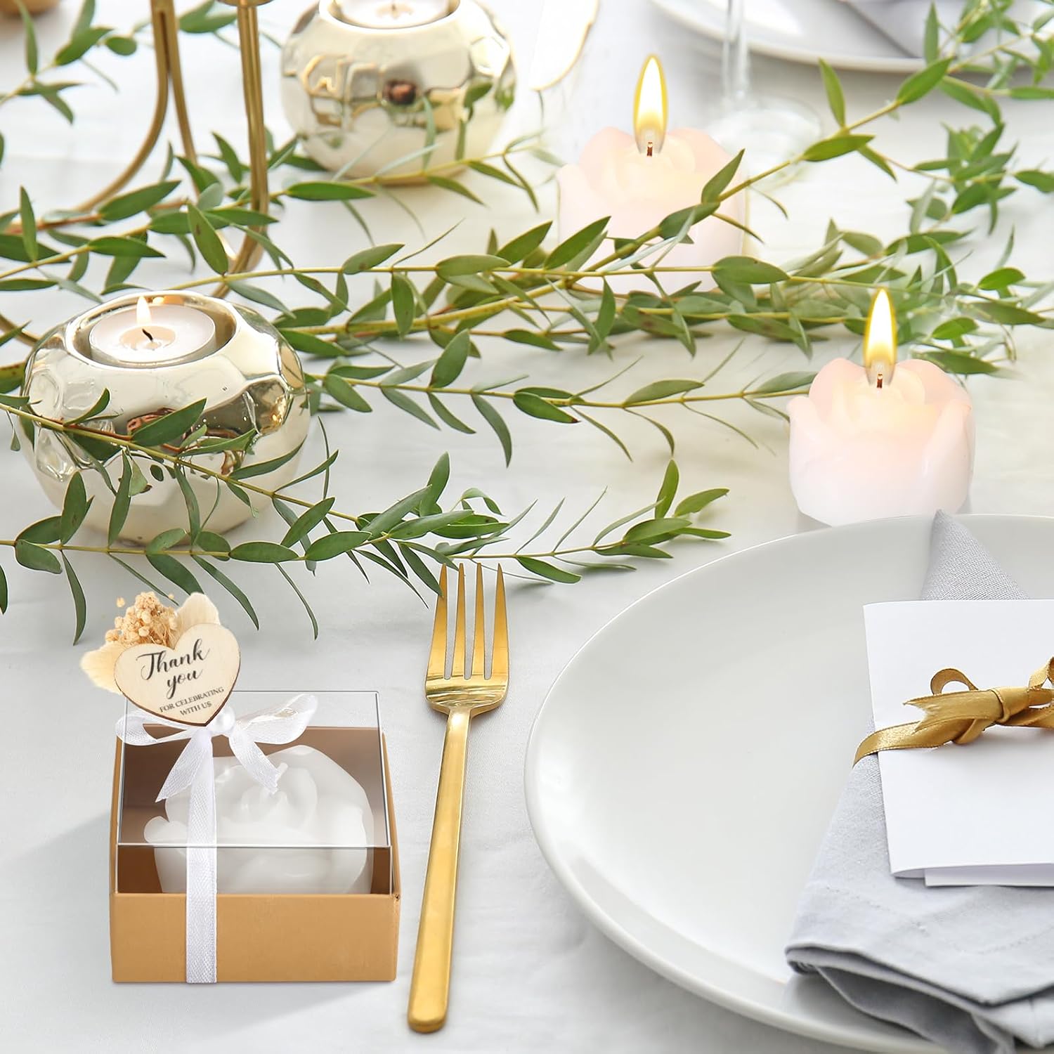 Threlaco Wedding Rose Candles Favor Bulk 50 Sets