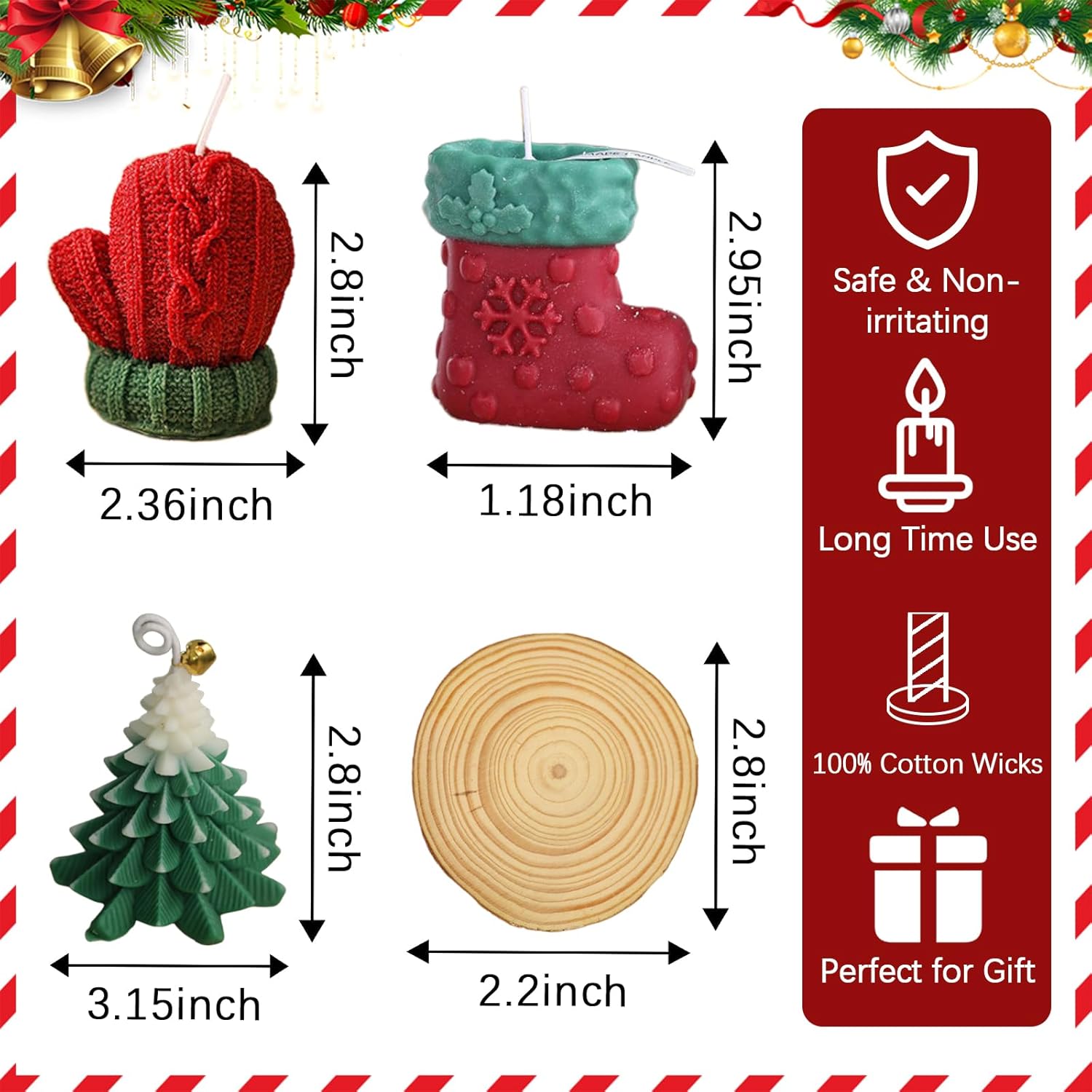 Christmas Candle Set with a Tree Glove Socks Shaped Candles