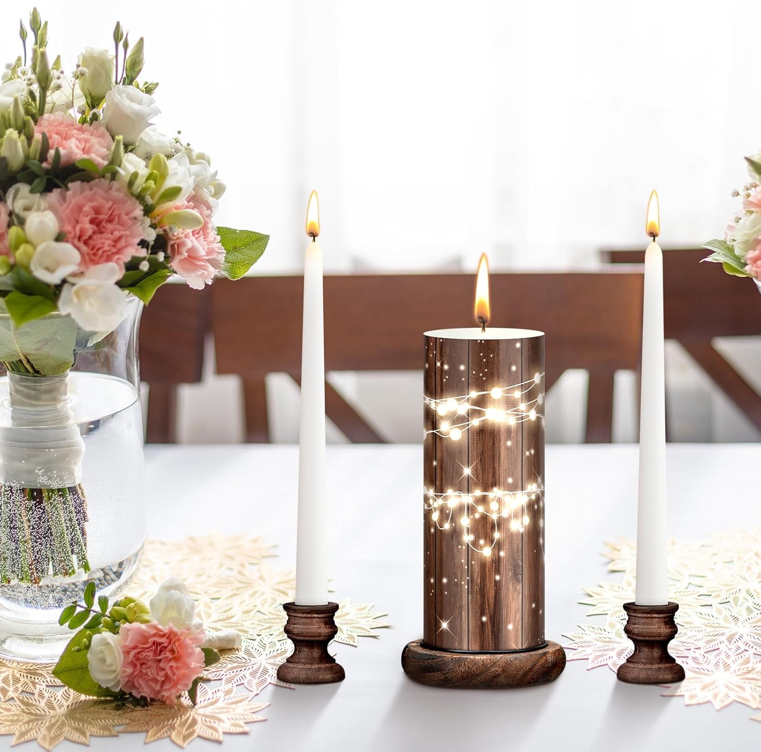 Irenare Elegant Unity Candle Set with Stand for Weddings