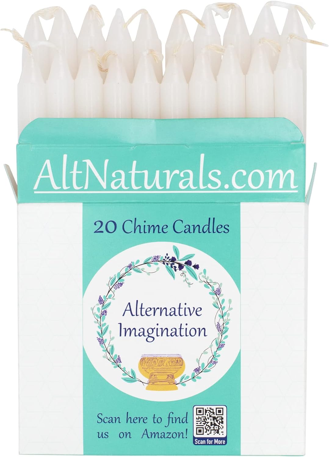 A Set of 20 White Unscented Taper Candles for Altars More